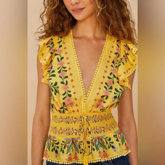 FARM Rio Delicate Flowers Stripes Blouse - Picture 2 of 7